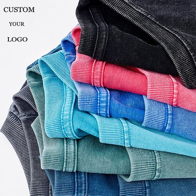 Customized Men's Acid Wash T Shirt in Colorful 100% Cotton for Streetwear and Hip Hop