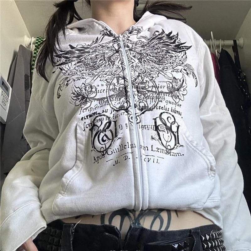 Designer's Retro Street Style 100% Cotton Zip-Up Hoodie-Customizable with Heart Pattern Men's Y2k - Image 3