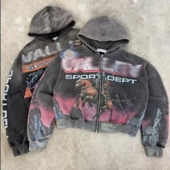 Factory-Custom Retro Streetwear Cotton Hoodie -Customizable WithDistressed Finish, Rhinestones,Printing &Other Designs Moq10