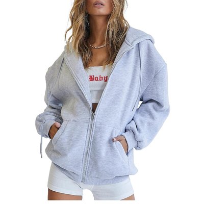 Fall Must Have Custom Oversized Womens Zip Up Hoodie Sweatshirts Drawstring Zip Up - Image 4