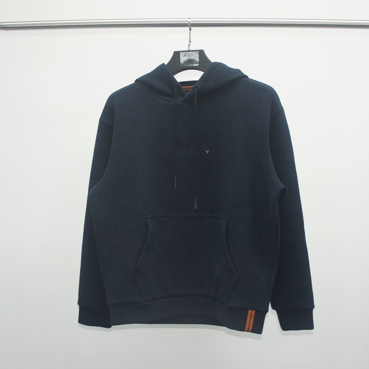Men's custom embroidered thick cotton fleece hoodie in solid hip hop style for wholesale