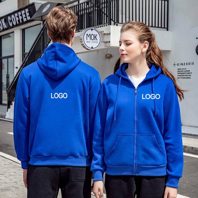 Full Zip Hooded Sweatshirt Unisex 700G Warm Winter Hoodies Solid Color Design - Image 3