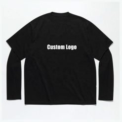 Graphic Printing Acid Stone Wash Vintage Double Layer Long Sleeve T Shirt for Men