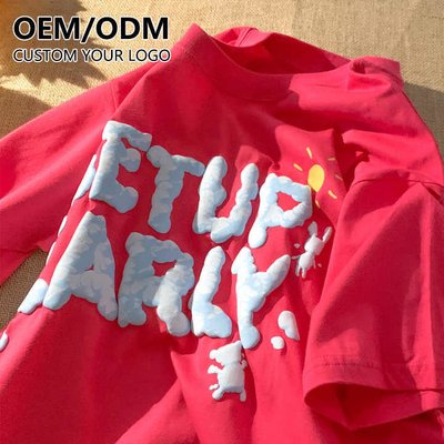 Heavy Cotton Plain Graphic Oversized Foam Screen Printing Men's T-Shirts with Custom Logo - Image 4