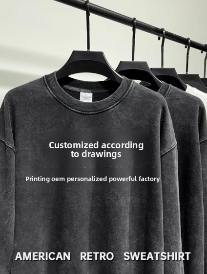 Heavy Weight Cotton Acid Washed Hoodies Blanks Custom Logo Vintage Street Style Sweatshirt Hoodie - Image 2