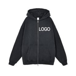 High Neck Zip Up Hoodie Sweatshirt 3d Puff Print Streetwear Men'S Pullover Regular Sleeve Style