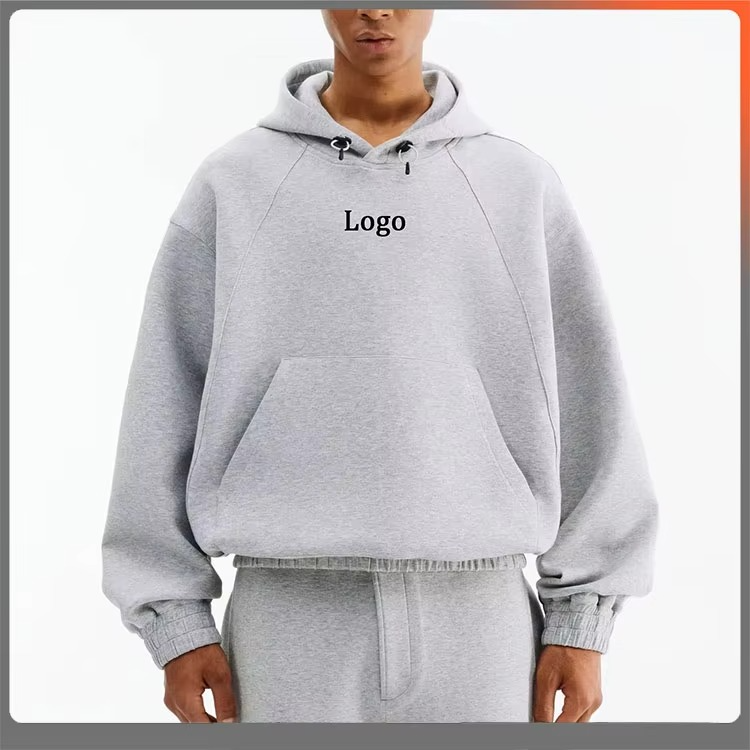 High Quality Custom Embroidered 500 Gsm Men Baggy Hoodies Fleece Pullover Heavy Weight Oversize Cropped Boxy Hoodie