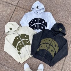 High Weight Cotton Custom Embroidered Hoodies in Vintage Distressed Style for Men