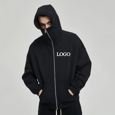 Hooded Collar Winter Warm Cotton Terry Embroidery Masked Ninja Hoodie for Cold Days - Image 6