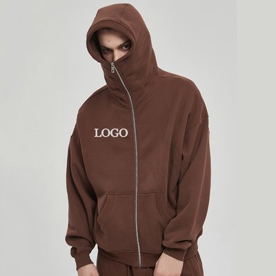 Hooded Collar Winter Warm Cotton Terry Embroidery Masked Ninja Hoodie for Cold Days - Image 4