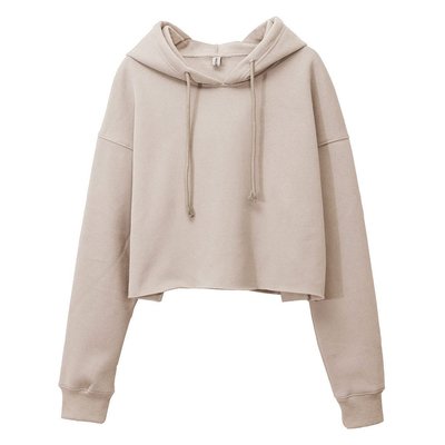 Hooded Polyester Sweatshirt Short Casual Sporty Hoodie For Women Hooded Crop Top - Image 4