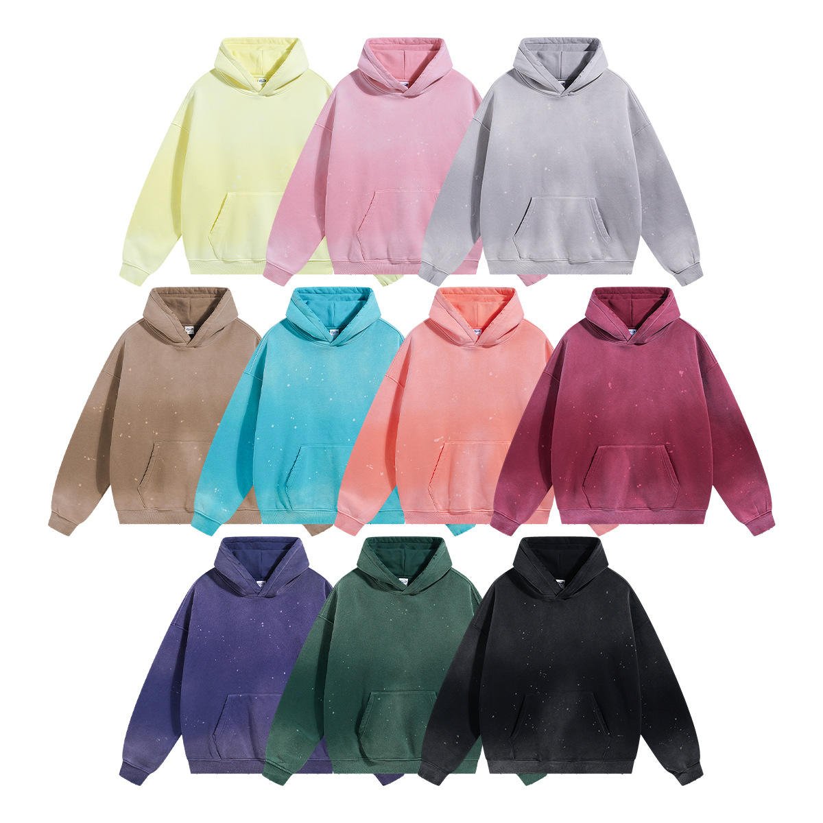 Hot Sale Men Winter Solid Retro Wash Streetwear Hoodie Loose Casual Digital Printing Fleece Distressed Spray Dyed - Image 6