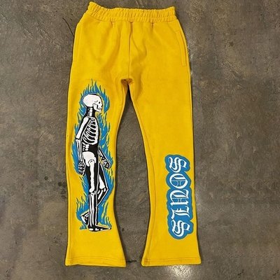 Men's printed fleece baggy track pants in lightweight knitted fabric for custom wholesale orders