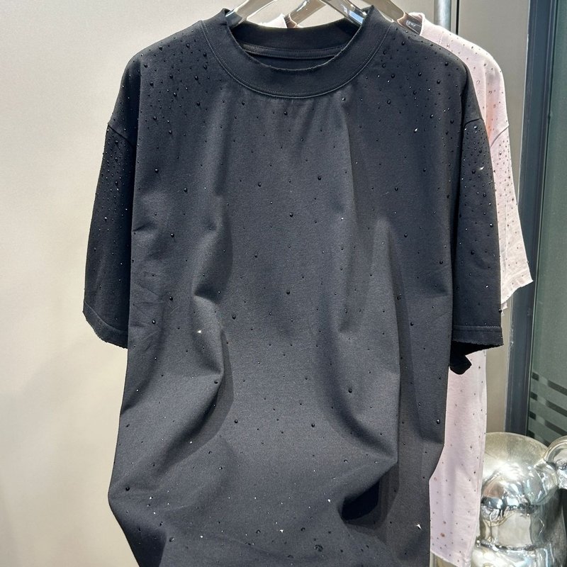 Label Heavyweight Rhinestone T Shirt Custom For Streetwear Over Size Vintage Look - Image 5