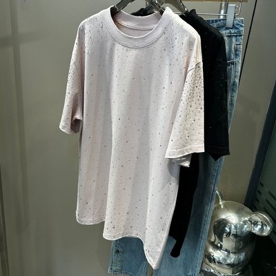 Label Heavyweight Rhinestone T Shirt Custom For Streetwear Over Size Vintage Look - Image 3