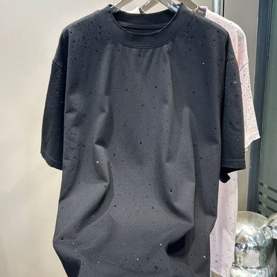 Label Heavyweight Rhinestone T Shirt Custom For Streetwear Over Size Vintage Look