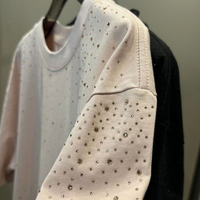 Label Heavyweight Rhinestone T Shirt Custom For Streetwear Over Size Vintage Look - Image 6