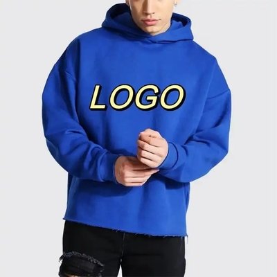 Acid wash cropped hoodie in 100% cotton with raw hem edge bottom, unisex hooded sweatshirt for men and women