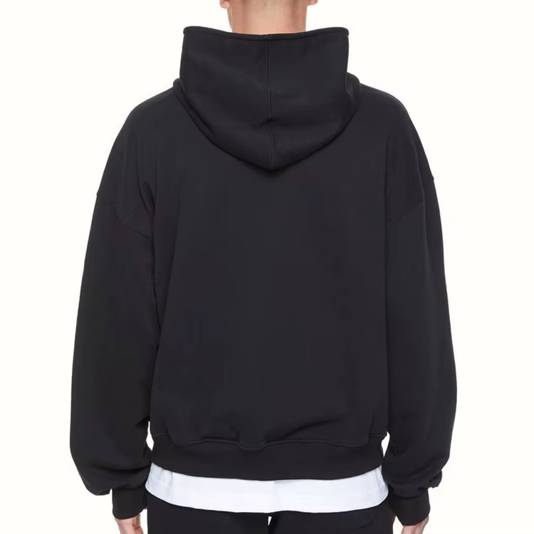 Men's 100% Cotton Custom Logo Drop Shoulder Hoodies Double Zip-up Hooded Sweatshirt Oversize Pullover Heavyweight Men Hoodie - Image 5