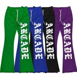 Men's 3D Puff Print Custom Sweatpants Flared Sweat Pants with 400 Grams Fabric Weight