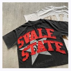 Men's Custom Graphic T-shirts DTG Print Vintage Distressed Patch Embroidery Acid Wash
