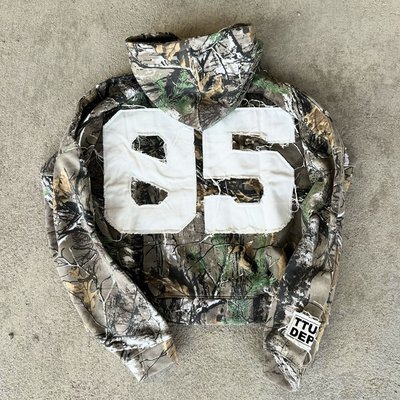 Men's Custom Zip Up Hoodie in Vintage Style with Camo Distressed Embroidery - Image 4
