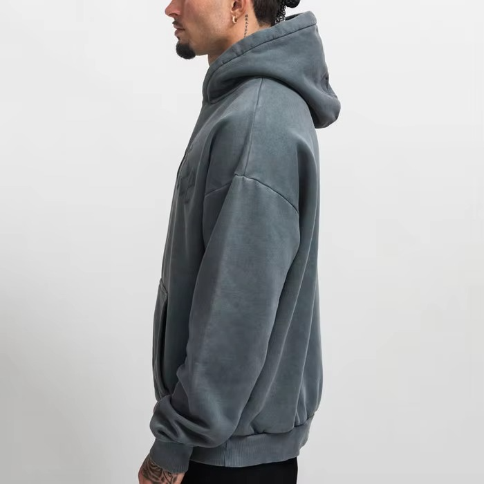 Men's Hoodies Streetwear Heavyweight Cotton Boxy Fit Pullover Oversize Drop Shoulder Hooded Sweatshirts Hoodie for Men - Image 2
