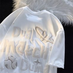 Men's Oversized Letter Puff Print T-Shirt with Needle Detection and Custom Print
