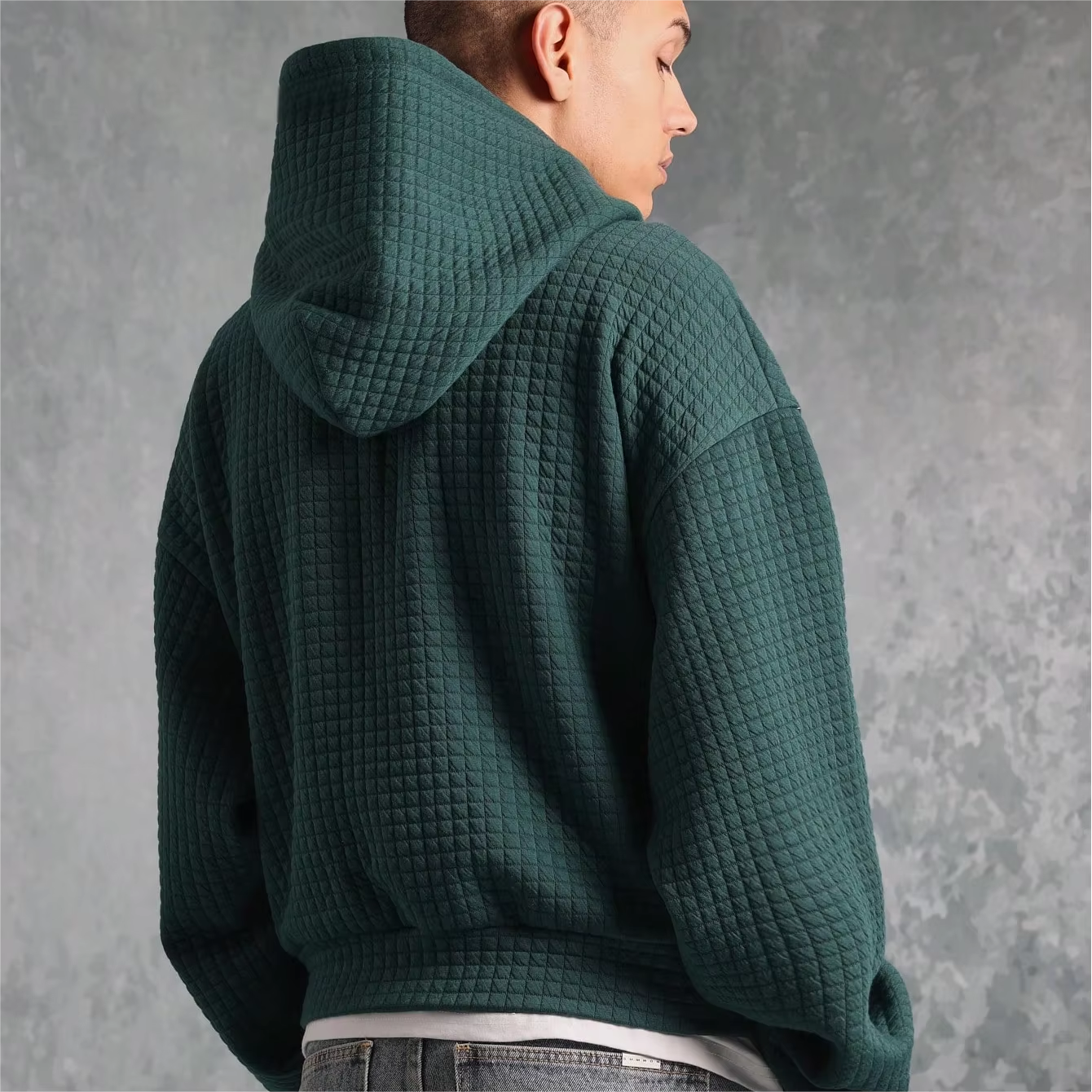 Men's Oversized Waffle Zip-Up Hoodie 400-500gsm Knitted Embroidered Screen Puff Waterproof Breathable Fitness Solid Heated - Image 4