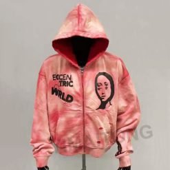 Men's Vintage Acid Wash Sun Faded Distressed Hoodie with Big Hood and Zip Up French Terry Streetwear