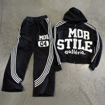Men's Windbreaker High Waist Sweatpants with Side Stripes and Custom Logo Design - Image 6