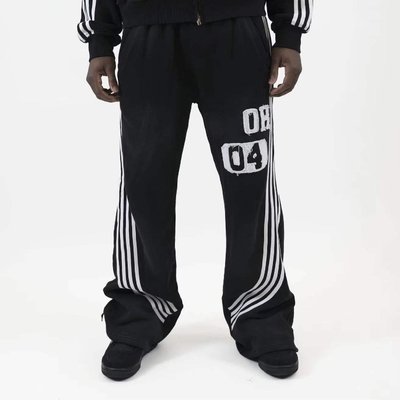 Men's Windbreaker High Waist Sweatpants with Side Stripes and Custom Logo Design - Image 2