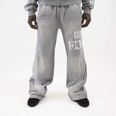 Men's Windbreaker High Waist Sweatpants with Side Stripes and Custom Logo Design - Image 3