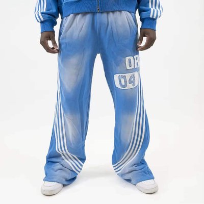 Men's Windbreaker High Waist Sweatpants with Side Stripes and Custom Logo Design - Image 4