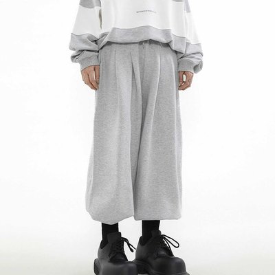 Mid Waist Custom Cotton French Terry Oversized Joggers for Men Knitted Weaving Method - Image 6