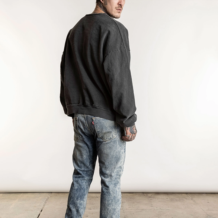 OEM Custom Print Crewneck Heavyweight Cotton Oversize Pullover Cheap Men's Sweatshirt - Image 3