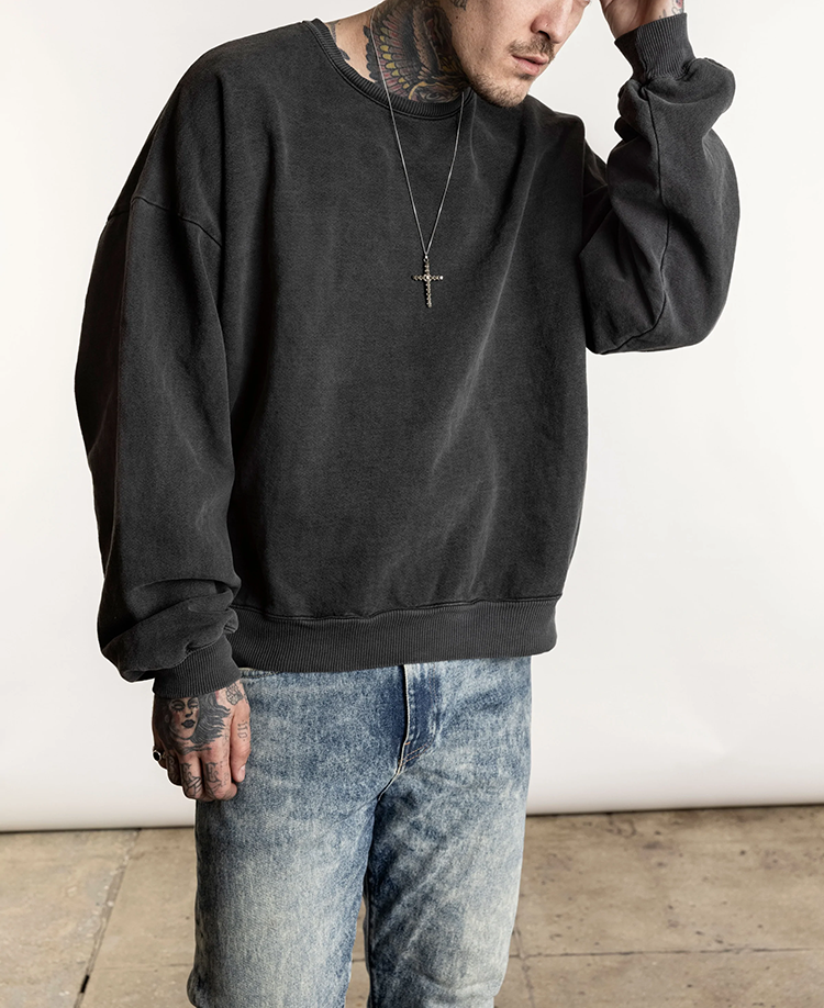 OEM Custom Print Crewneck Heavyweight Cotton Oversize Pullover Cheap Men's Sweatshirt - Image 2