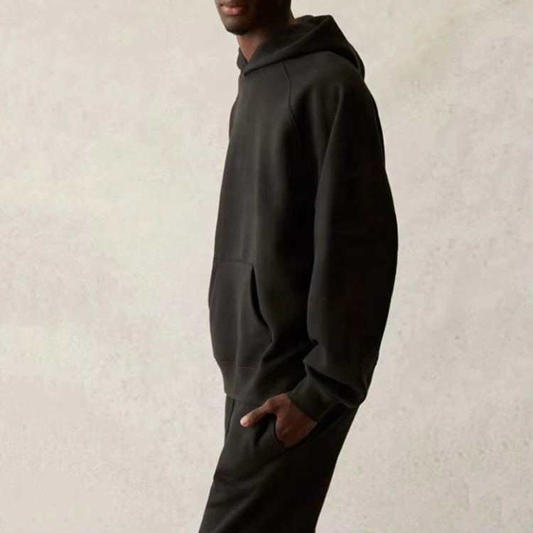OEM Logo Design Street Style Loose Men's Soft Solid Color Plus Size Pullover Hoodies - Image 4