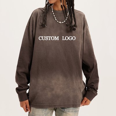 Oversized Fitted Custom Cotton Black Long Sleeve Shirt Crop Top T Shirt For Y2k Style Mens Women - Image 5