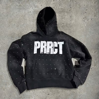 Oversized Rhinestone Custom Hoodies Jacket For Men Rhinestone Screen French Terry Vintage Sun Faded Cropped Boxy