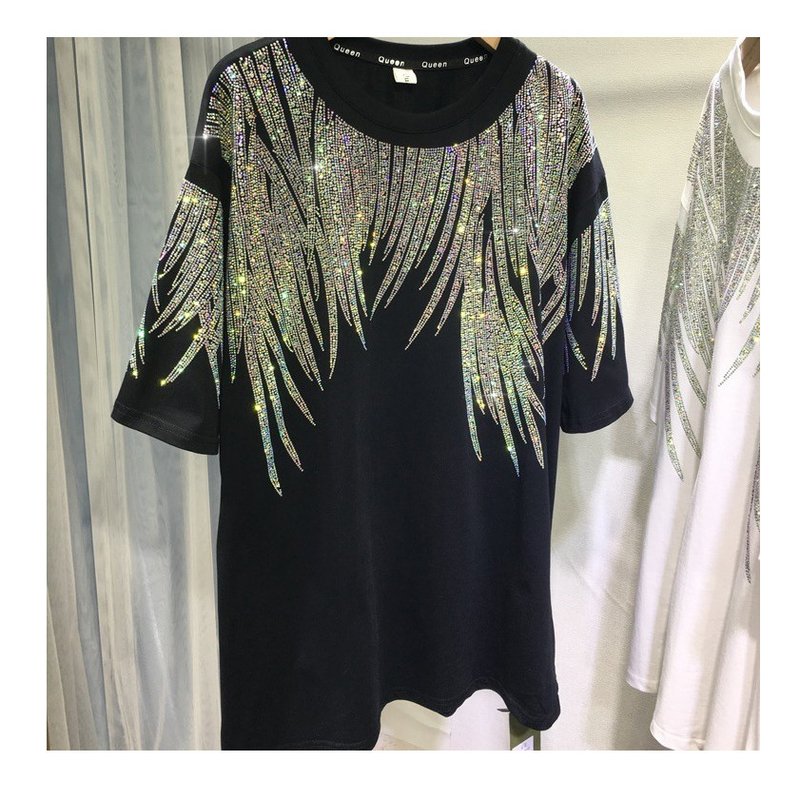 Personalised Rhinestone T Shirts Women'S Graphic 300gsm Cotton Short Sleeves - Image 5