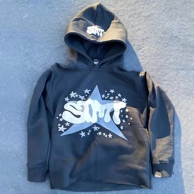 Men's cropped puff print hoodie with fleece cotton fabric and raw edge hem detail, ideal for wholesale and custom printing