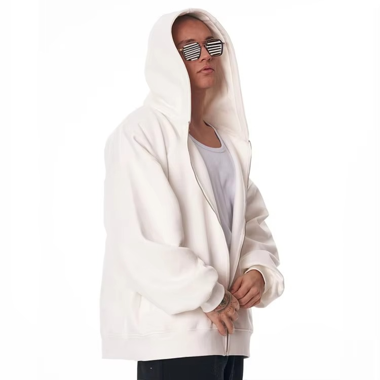 Relaxed Fit Zip up Hoodie Blank Boxy Oversized Custom Full Zip Hoodies - Image 2