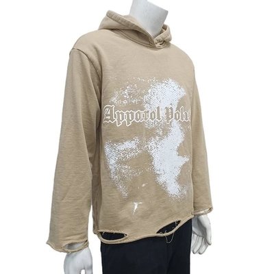 S-6XL Dtg Printing Hoodies Oversized French Terry Cotton Hoodie With Distressed Ripped - Image 5