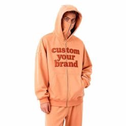 Streetwear Manufacturer Full Face Mask Hoodies Drop Shoulder Double Layer Custom Printed Embroidery Logo Zip up Hoodie