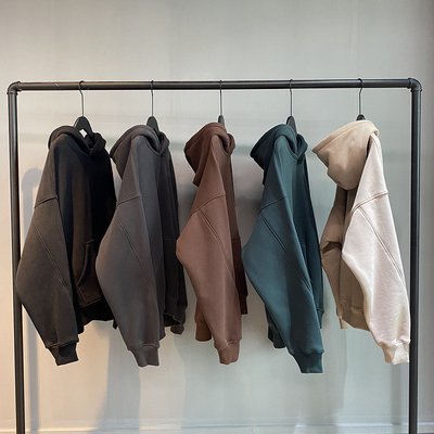 Thick French Terry Fleece Men'S Big Oversized Hoodie Drop Brown Grey Shoulder Hoodies Style Pullover - Image 4