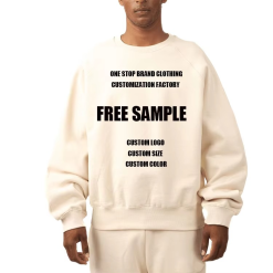Unisex Crewneck Pullover Sweatshirts High Quality 500GSM 100% Cotton Hoodless With Embroidered Print Custom Logo