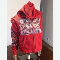 Unisex Distressed Hoodie with Sun Faded Look and Zip Up Closure in Acid Washed Finish