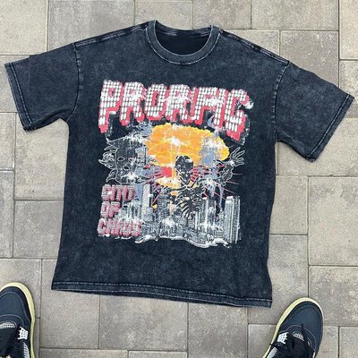 Unisex Streetwear Oversized Washed Black T Shirt Acid Washed Plain Vintage Heavyweight Stone - Image 5