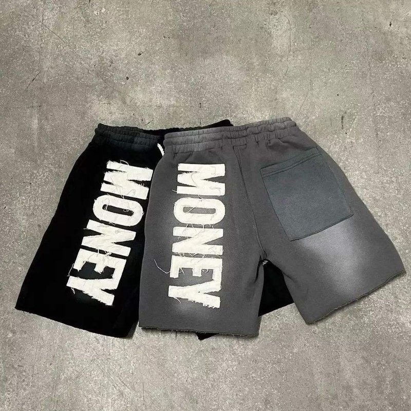 Vintage Distressed Acid Wash Shorts 100% Cotton Raw Edge Drawstring Closure Streetwear - Image 4